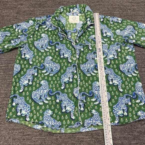 Anthropologie Print Fresh Pajamas Women 1X Blue Tiger Queen Pants Long Sleeve - Picture 8 of 16